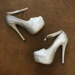 Platform Iridescent Rhinestone Heels